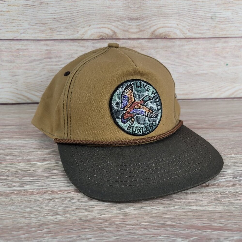NEW Burlebo Waxed Canvas Snapback Hat Men's Rope Patch Fishing Hat Adjustable